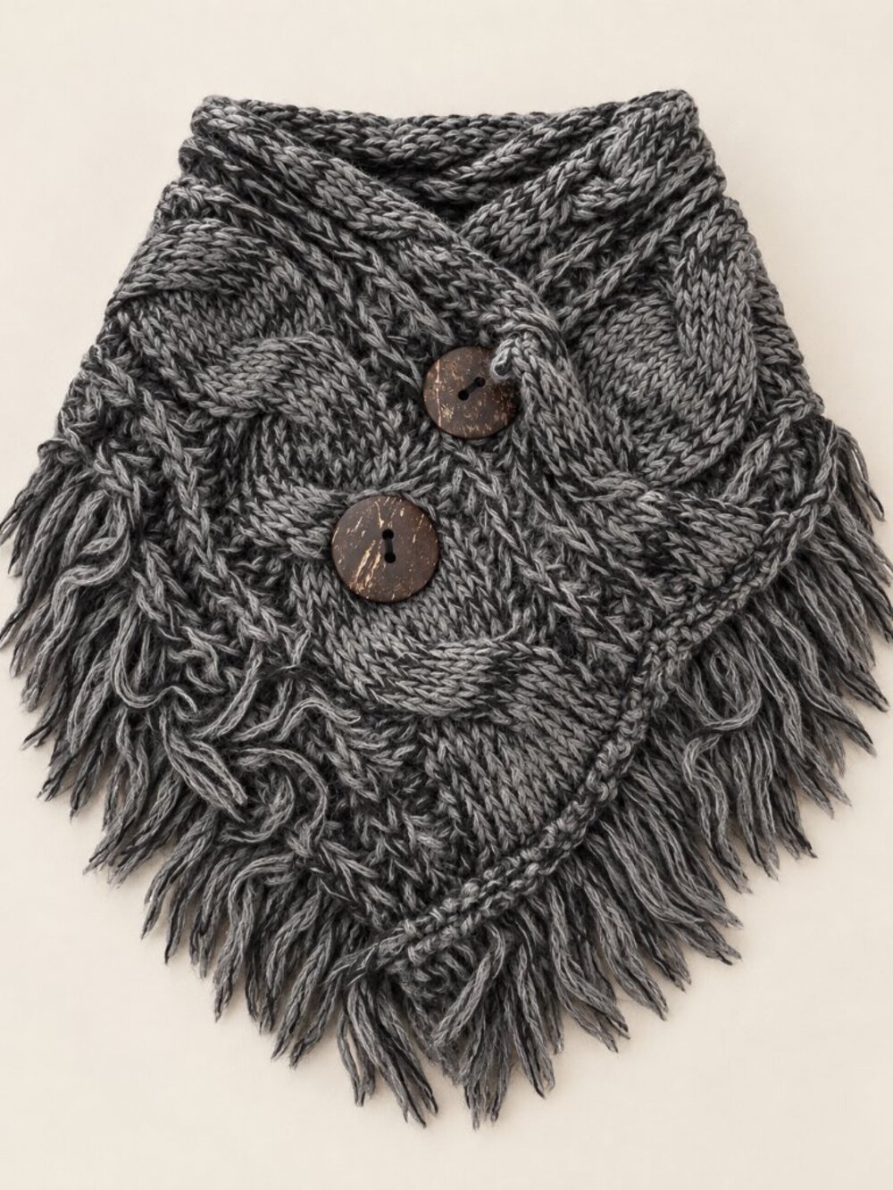 Charcoal Gray NWT Heathered Shoulder Warmer/Shawl with Coco Buttons - Picture 3 of 4